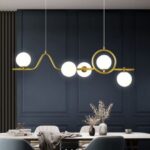 Lustra moderna asimetrică Led, 5 corpuri de iluminat E27, Auriu 5082/5