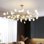 Lustra cu 45 becuri led G4 5W incluse, model modern, Auriu