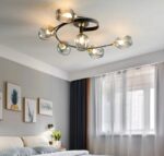 Lustra asimetrica cu 6 corpuri de iluminat, negru