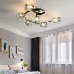 Lustra asimetrica cu 6 corpuri de iluminat, negru