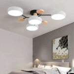 Lustra moderna Asimetrică cu 4 corpuri de iluminat , 89x16cm ,LED , 42W, Metal,Lemn,Acril