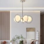 Lustra Led 5xE27 , Metal si sticla , Auriu