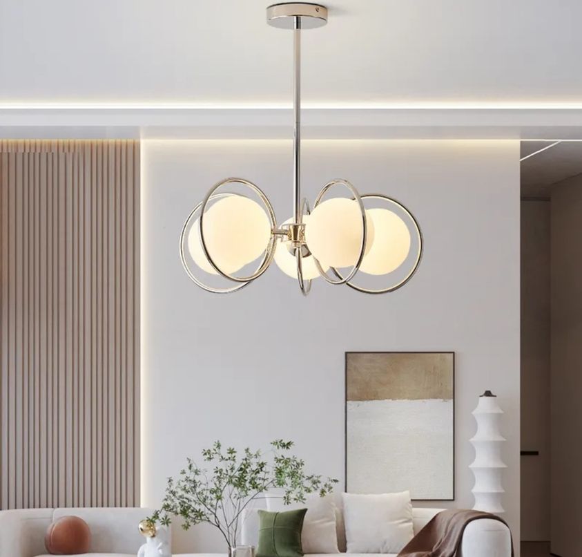 tav8 Lustra Led 5xE27 , Metal si sticla , Auriu - imagine 1