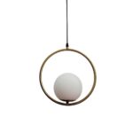 Pendul modern sferic metal si sticla , diametru glob 15cm, 1 X E27 - imagine 2