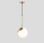 Pendul modern metal si sticla cu abajur pe filet , diametru glob 15cm, 1 X E27 - imagine 2