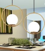 Pendul modern sferic metal si sticla , diametru glob 15cm, 1 X E27 - imagine 6
