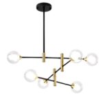 Lustra asimetrica reglabila , 6 corpuri de iluminat , G9 , Negru/Gold