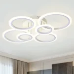 Lustra LED cu 6 cercuri MAXI White Design cu telecomanda, Alb - imagine 4