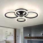 Lustra LED cu telecomanda , 4 cercuri Circle Black Design , Echivalent 400W , Negru - imagine 5