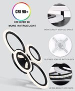 Lustra LED cu telecomanda , 4 cercuri Circle Black Design , Echivalent 400W , Negru - imagine 6