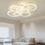 Lustra LED cu 6 cercuri MAXI White Design cu telecomanda, Alb - imagine 2