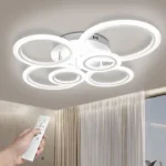 Lustra LED cu 6 cercuri MAXI White Design cu telecomanda, Alb