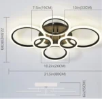 Lustra LED cu 6 cercuri MAXI Black Design cu telecomanda, Dimabilă - imagine 6