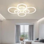 Lustra LED cu 6 cercuri MAXI White Design cu telecomanda, Alb - imagine 5