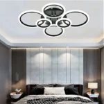 Lustra LED cu 6 cercuri MAXI Black Design cu telecomanda, Dimabilă - imagine 3