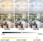 Lustra LED cu telecomanda , 4 cercuri Circle White Design , Echivalent 400W , Alb - imagine 4