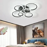 Lustra LED cu 6 cercuri MAXI Black Design cu telecomanda, Dimabilă - imagine 8