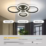 Lustra LED cu telecomanda , 4 cercuri Circle Black Design , Echivalent 400W , Negru - imagine 8