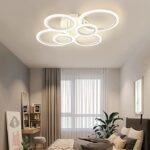 Lustra LED cu 6 cercuri MAXI White Design cu telecomanda, Alb - imagine 7