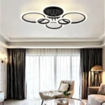 Lustra LED cu 6 cercuri MAXI Black Design cu telecomanda, Dimabilă - imagine 7