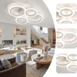 Lustra LED cu telecomanda , 4 cercuri Circle White Design , Echivalent 400W , Alb - imagine 2