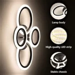 Lustra LED cu telecomanda , 4 cercuri Circle Black Design , Echivalent 400W , Negru - imagine 7