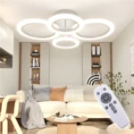 Lustra LED cu telecomanda , 4 cercuri Circle White Design , Echivalent 400W , Alb