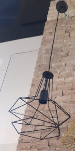 Pendul suspendat subțire din metal Oro 1657 , 56 cm diametru, E27, Jupiter, Negru - imagine 2