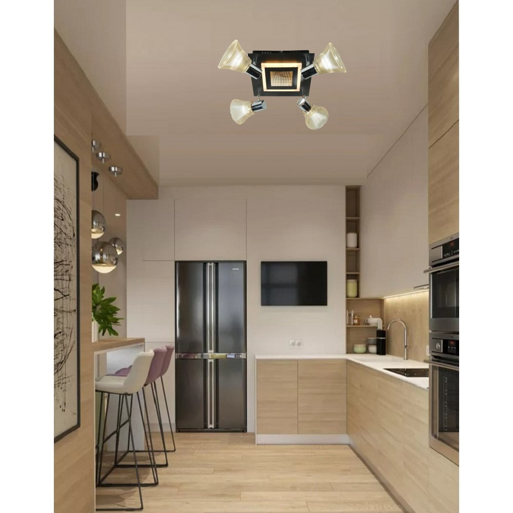 Plafoniera-Led-LightMan-Light78068-4-3d Plafoniera LED Lightman ,Light78068-4 ,Combo , 4 abajururi + Led, 3D, Negru - imagine 1