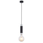 Pendul suspendat subțire cromat, Jupiter 1843 Lilie , E27, Negru