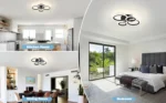 Lustra LED cu telecomanda , 4 cercuri Circle Black Design , Echivalent 400W , Negru - imagine 9