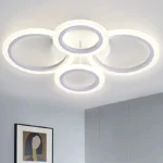 Lustra LED cu telecomanda , 4 cercuri Circle White Design , Echivalent 400W , Alb - imagine 7