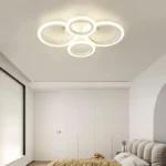 Lustra LED cu telecomanda , 4 cercuri Circle White Design , Echivalent 400W , Alb - imagine 9