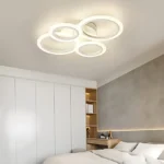 Lustra LED cu telecomanda , 4 cercuri Circle White Design , Echivalent 400W , Alb - imagine 8