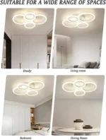 Lustra LED cu telecomanda , 4 cercuri Circle White Design , Echivalent 400W , Alb - imagine 6