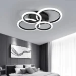 Lustra LED cu telecomanda , 4 cercuri Circle Black Design , Echivalent 400W , Negru - imagine 10