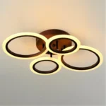 Lustra LED cu telecomanda , 4 cercuri Circle Brown Design , Echivalent 400W , Maro - imagine 3