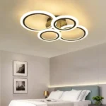 Lustra LED cu telecomanda , 4 cercuri Circle Brown Design , Echivalent 400W , Maro - imagine 4