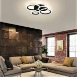 Lustra LED cu telecomanda , 4 cercuri Circle Black Design , Echivalent 400W , Negru - imagine 2
