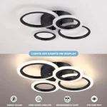Lustra LED cu telecomanda , 4 cercuri Circle Black Design , Echivalent 400W , Negru - imagine 11