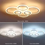 Lustra LED cu 6 cercuri MAXI White Design cu telecomanda, Alb - imagine 9