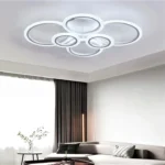 Lustra LED cu 6 cercuri MAXI White Design cu telecomanda, Alb - imagine 8