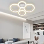Lustra LED cu telecomanda , 4 cercuri Circle White Design , Echivalent 400W , Alb - imagine 10