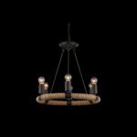 Lustră rustica cu 6 becuri , E27 , Negru/ Maro - imagine 3