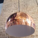 Pendul suspendat cu led în formă de cupolă, cu interior vopsit alb, Sfera Olev Cupru