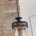 Pendul Metalic tip felinar, Cilindric, E27 , Negru
