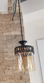 Pendul Metalic tip felinar, Cilindric, E27 , Negru