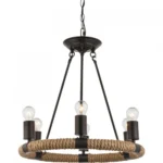 Lustră rustica cu 6 becuri , E27 , Negru/ Maro - imagine 2