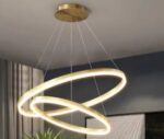 Lustra LED 2 cercuri Gold 30 + 50 cm,  6440 lm , SMD Led, 46 + 46 W, Auriu