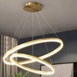 Lustra LED 2 cercuri Gold 30 + 50 cm,  6440 lm , SMD Led, 46 + 46 W, Auriu